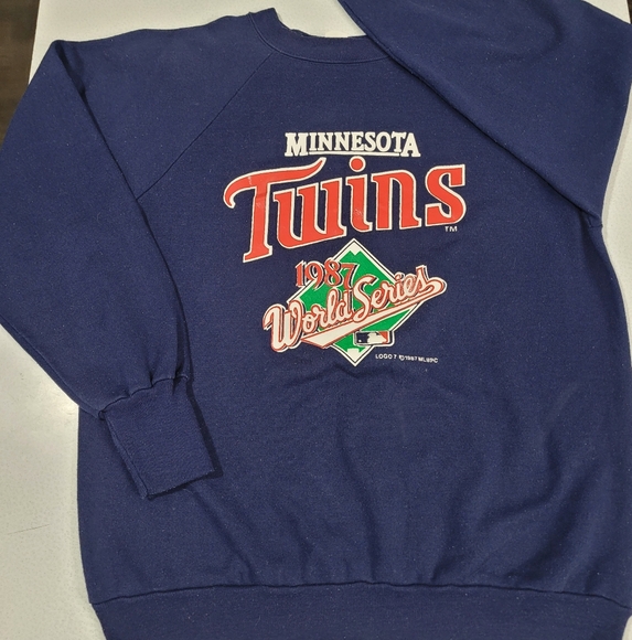 VINTAGE Minnesota Twins Sweatshirt Size L 1987 World Series Champions MLB Logo 7 - Picture 1 of 7